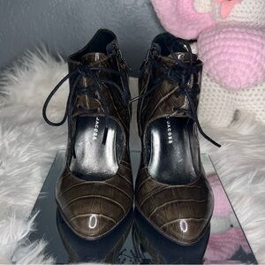 Marc by Marc Jacobs Women's Brown Green Lace-Up Heel Shoes EU Size 36